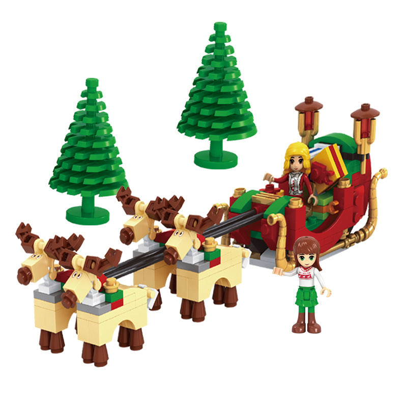 Santa's Sleigh with Reindeer – Building Blocks Set