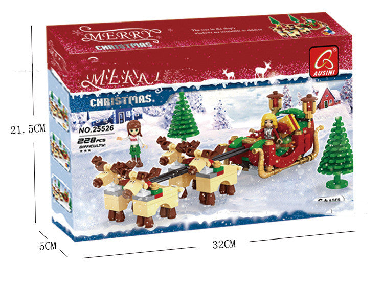 Santa's Sleigh with Reindeer – Building Blocks Set