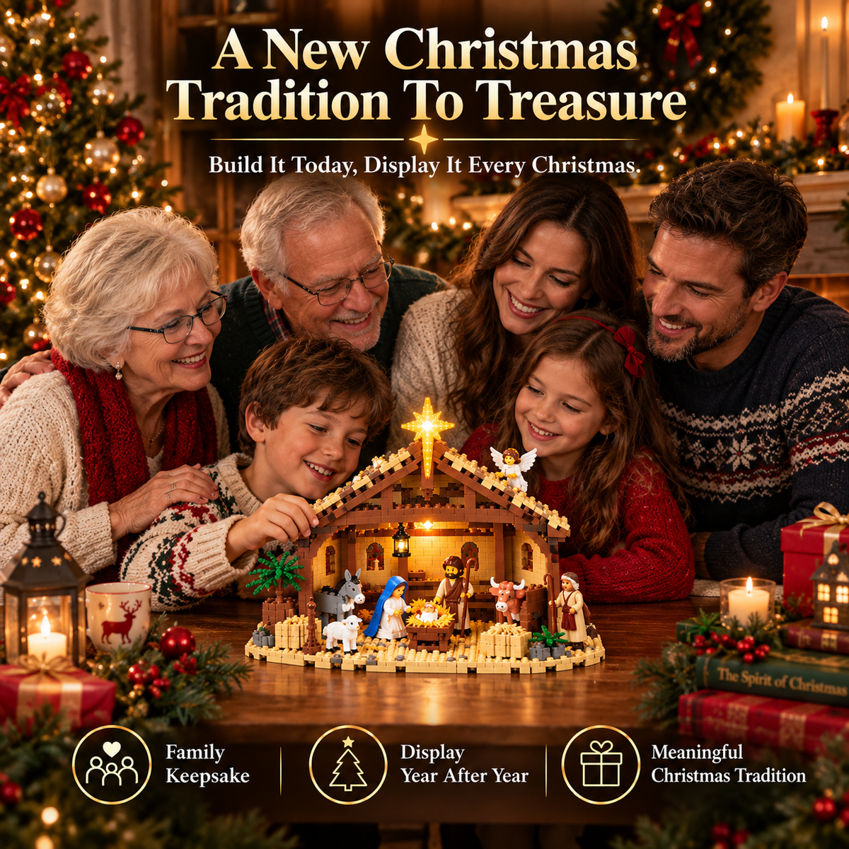 Nativity Scene Building Blocks Set – Birth of Jesus with the Star of Bethlehem