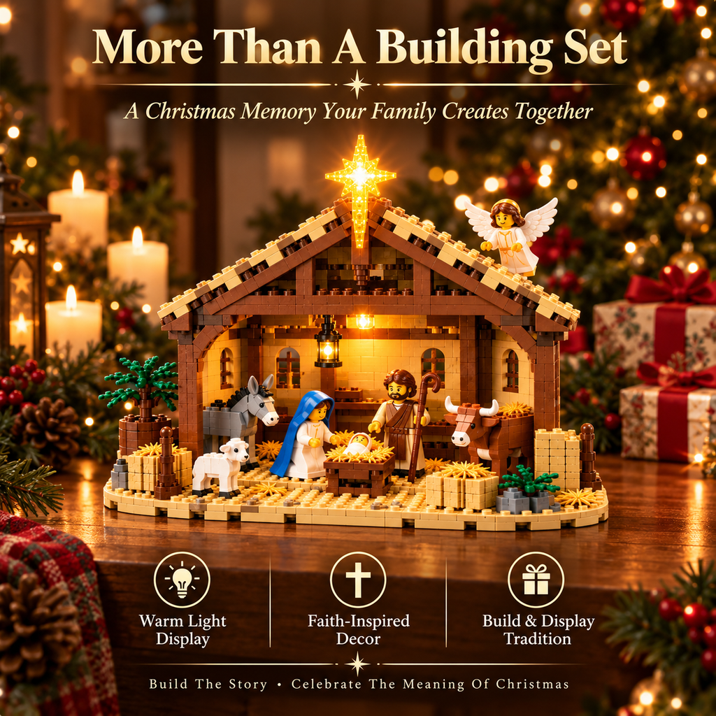 Nativity Scene Building Blocks Set – Birth of Jesus with the Star of Bethlehem