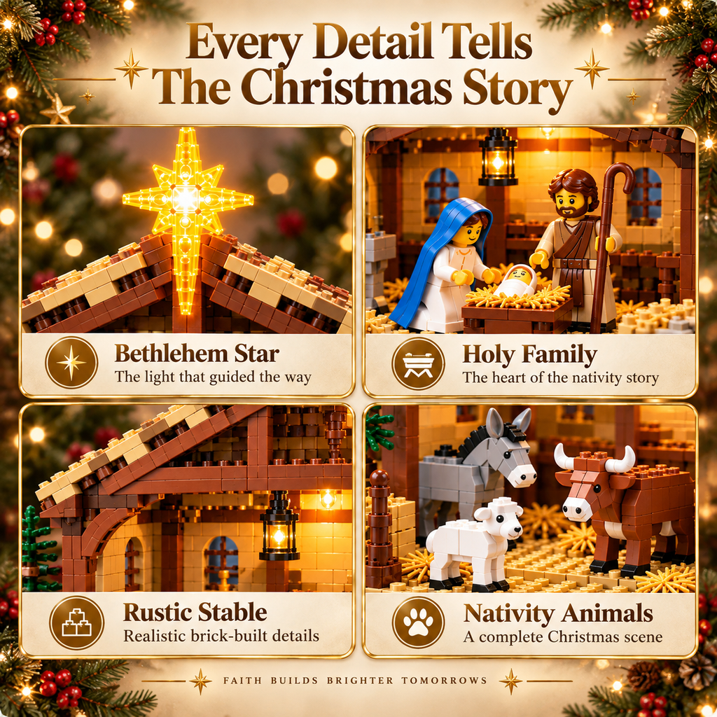 Nativity Scene Building Blocks Set – Birth of Jesus with the Star of Bethlehem