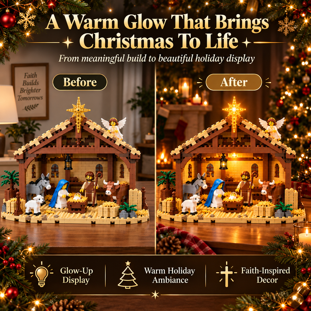 Nativity Scene Building Blocks Set – Birth of Jesus with the Star of Bethlehem