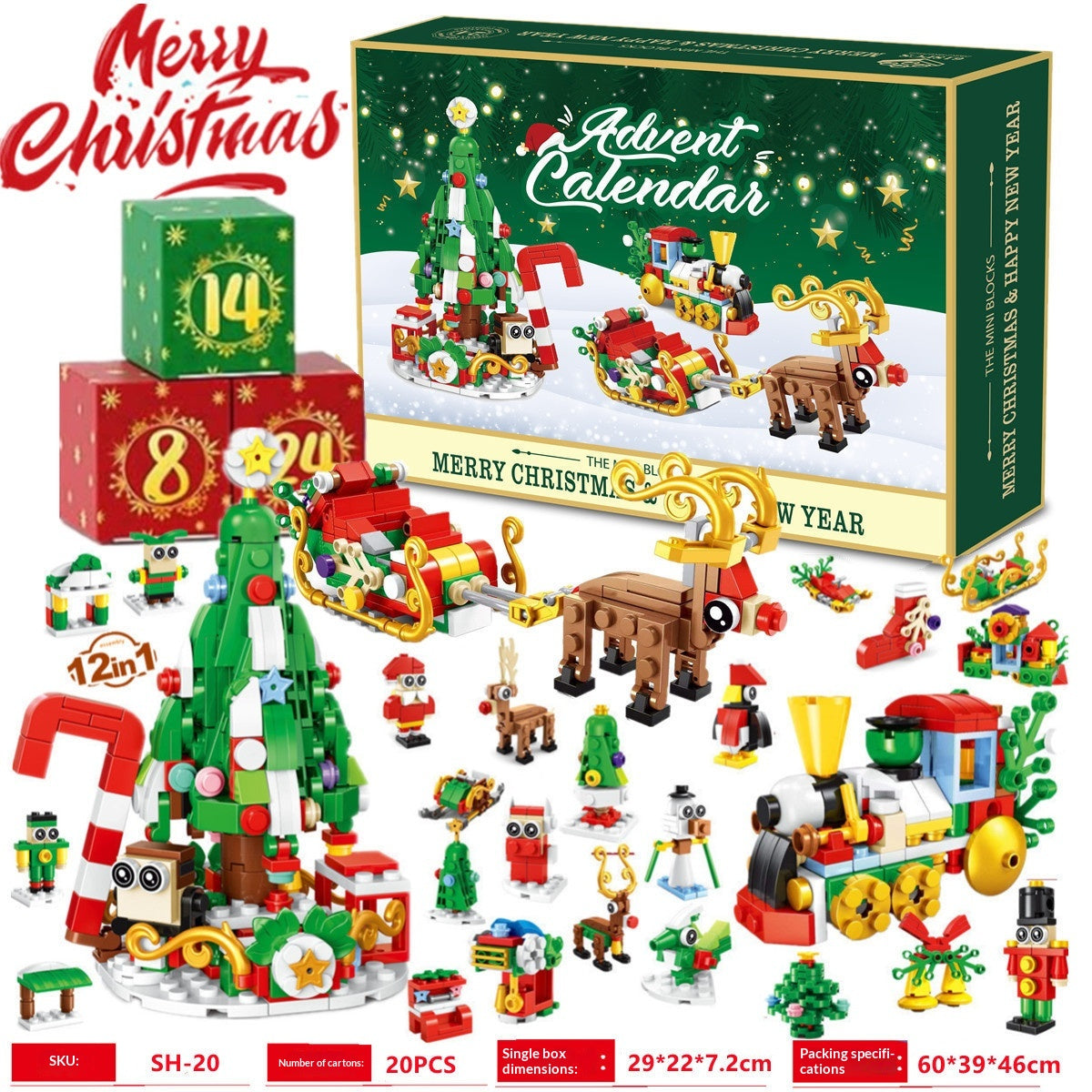 Christmas Village Advent Calendar – 24-Day Building Blocks Set