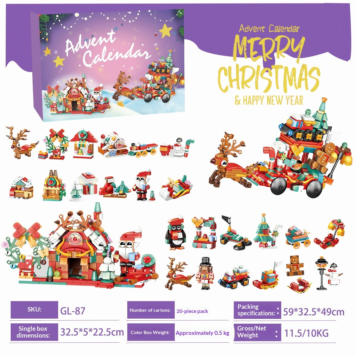 Christmas Village Advent Calendar – 24-Day Building Blocks Set