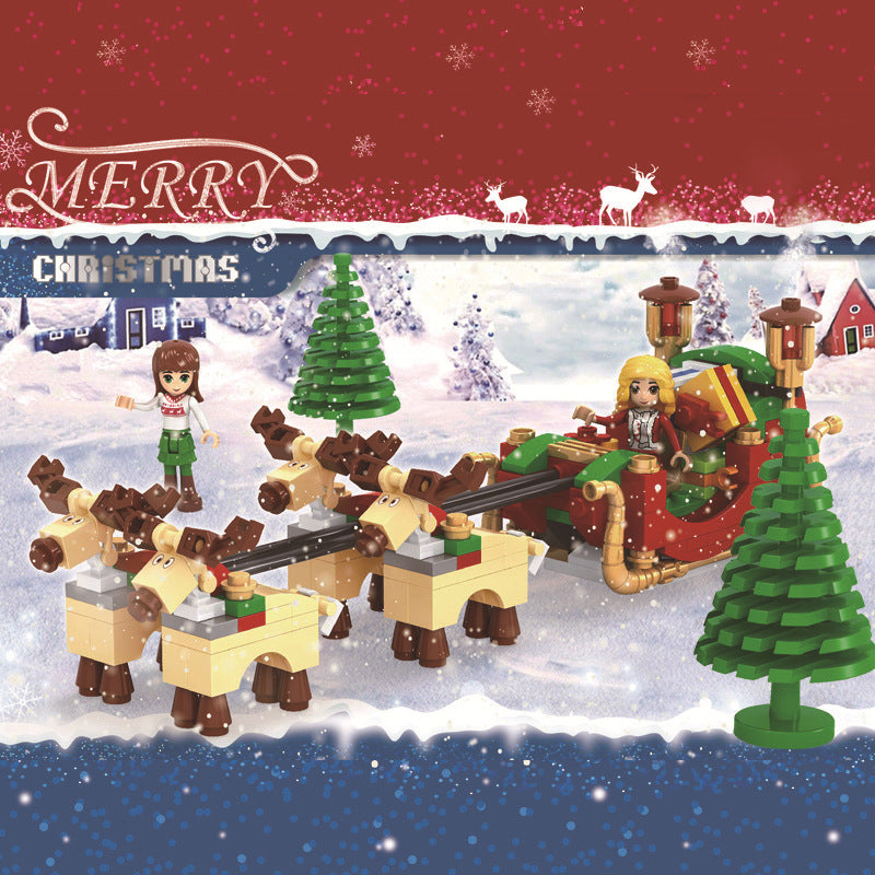 Santa's Sleigh with Reindeer – Building Blocks Set