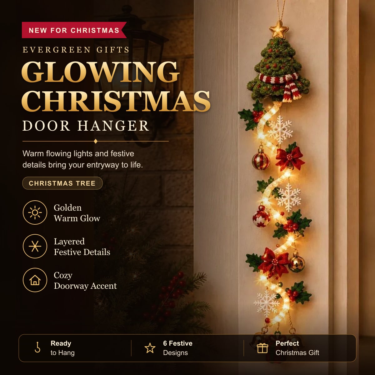 Glowing Christmas Door Hanger – Christmas Tree